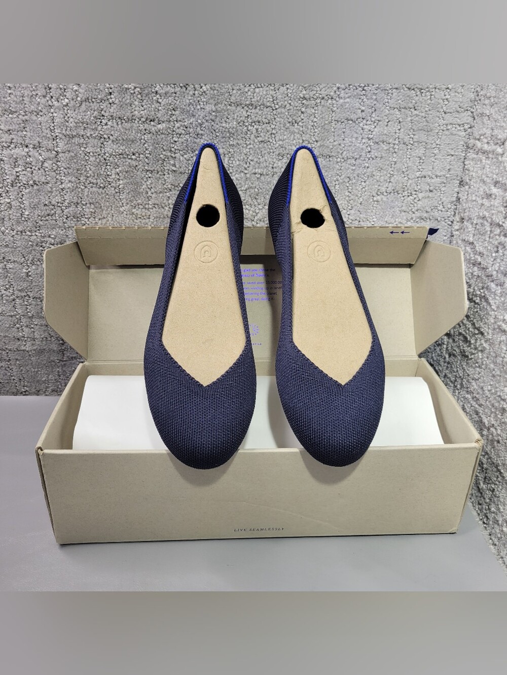 Rothy’s The Flat Womens Size US 6 Maritime Navy Slip On Shoes.